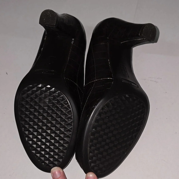 Aerosoles Big Ben Brown Crocodile Heels w Peep Toes Womens Size 8.5 - Picture 10 of 11